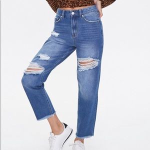 High-rise ripped mom jeans